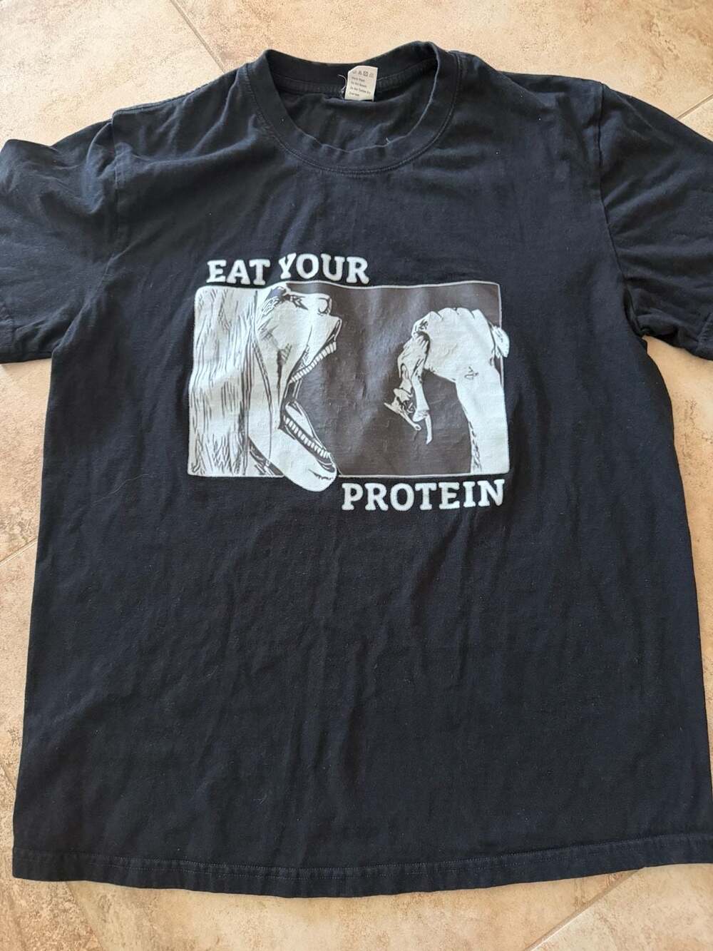 Eat Your Protein Attack on Titan Anime Graphic Black T-Shirt
